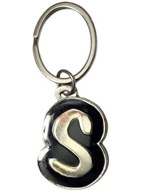 SWIBCO NW0T Black & Silver Galaxy Keychain Silver Metal Personalized Initial S